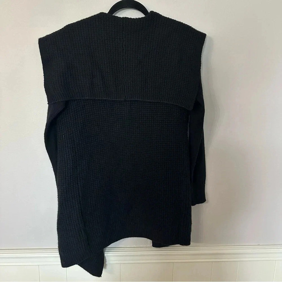 Willi Smith Long Sleeve Black Draped Open Front Merino Wool Sweater Sz S GUC - Picture 7 of 7
